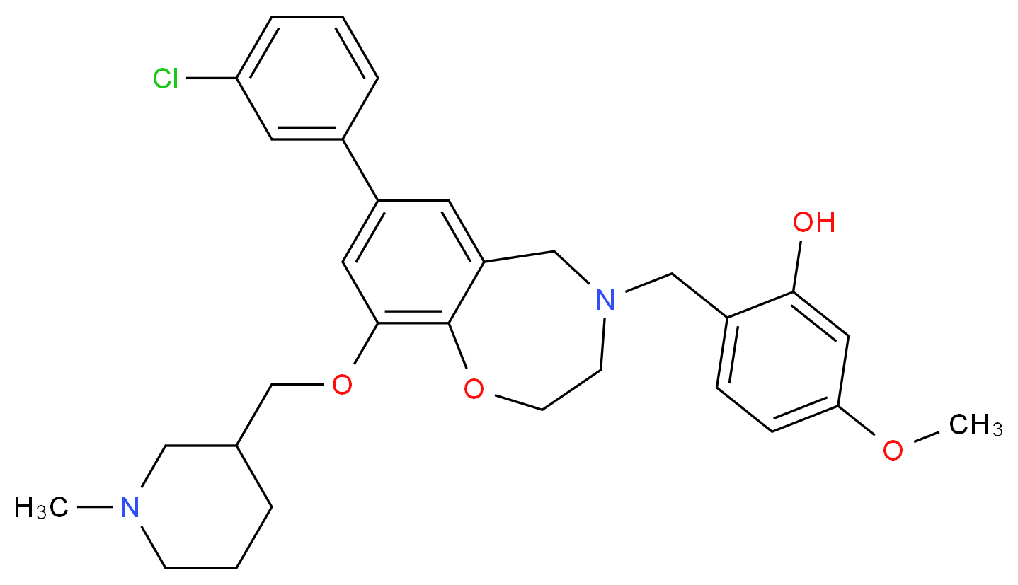 2-{[7-(3-chlorophenyl)-9-[(1-methyl-3-piperidinyl)methoxy]-2,3-dihydro-1,4-benzoxazepin-4(5H)-yl]methyl}-5-methoxyphenol_分子结构_CAS_)