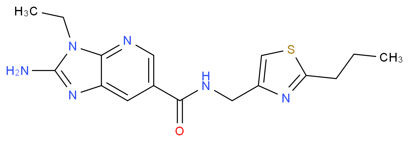 2-amino-3-ethyl-N-[(2-propyl-1,3-thiazol-4-yl)methyl]-3H-imidazo[4,5-b]pyridine-6-carboxamide_分子结构_CAS_)