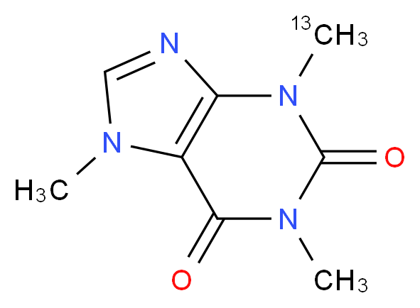 3-(<sup>1</sup><sup>3</sup>C)methyl-1,7-dimethyl-2,3,6,7-tetrahydro-1H-purine-2,6-dione_分子结构_CAS_202282-98-2