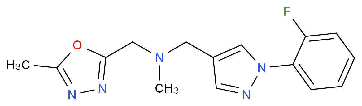 1-[1-(2-fluorophenyl)-1H-pyrazol-4-yl]-N-methyl-N-[(5-methyl-1,3,4-oxadiazol-2-yl)methyl]methanamine_分子结构_CAS_)