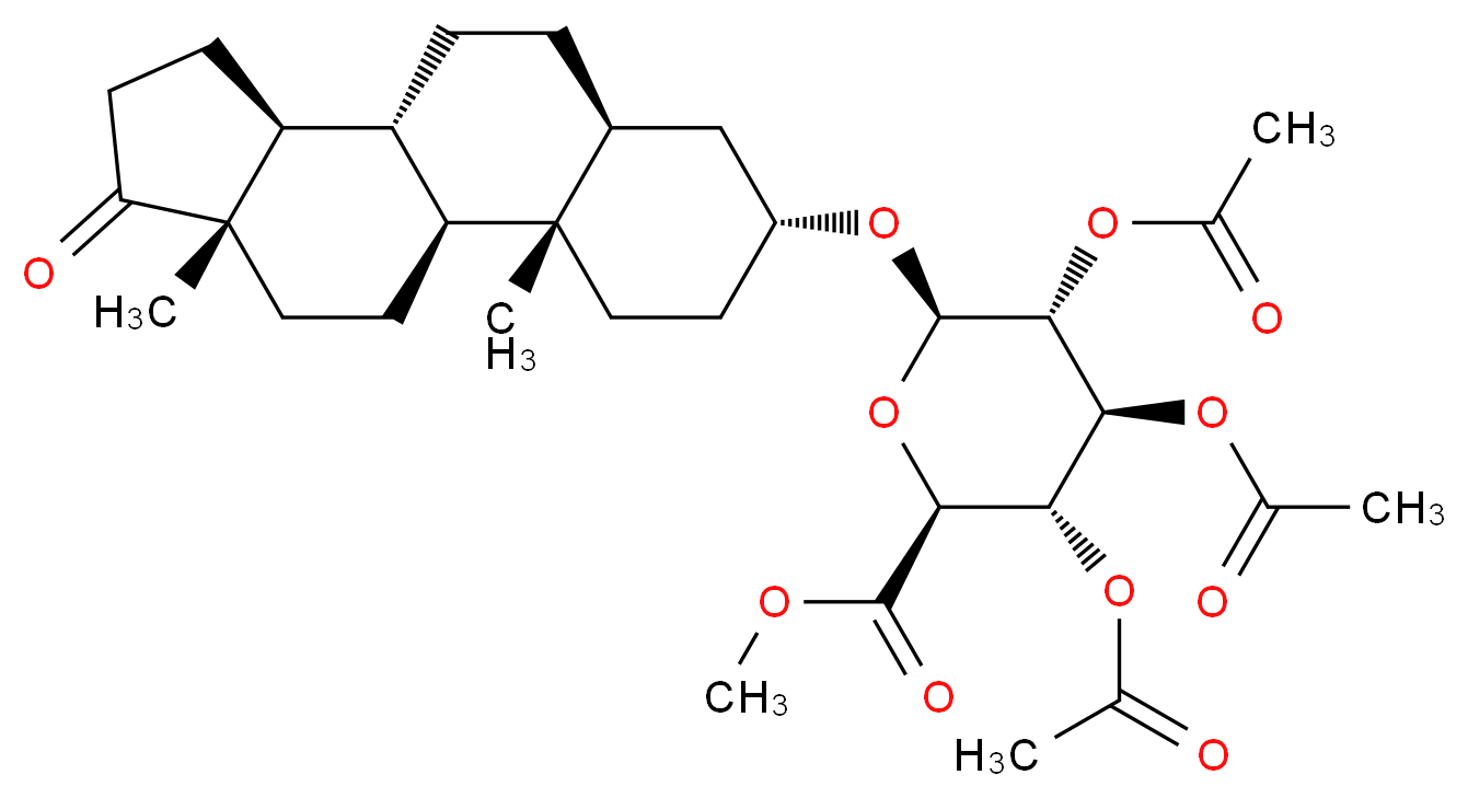 methyl (2S,3S,4S,5R,6R)-3,4,5-tris(acetyloxy)-6-{[(1S,2S,5R,7S,10R,11S,15S)-2,15-dimethyl-14-oxotetracyclo[8.7.0.0<sup>2</sup>,<sup>7</sup>.0<sup>1</sup><sup>1</sup>,<sup>1</sup><sup>5</sup>]heptadecan-5-yl]oxy}oxane-2-carboxylate_分子结构_CAS_21085-73-4