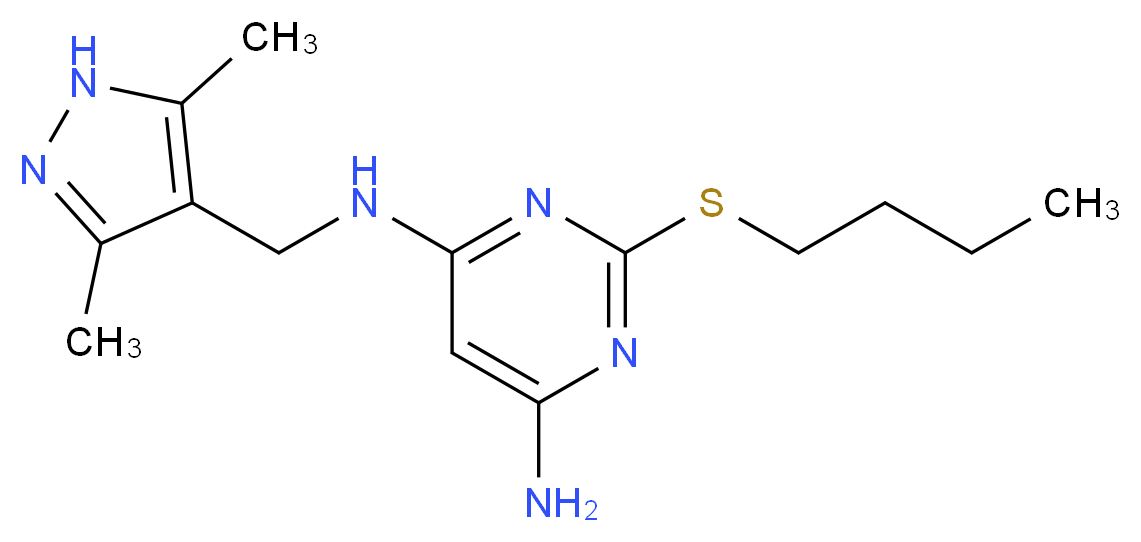 2-(butylthio)-N-[(3,5-dimethyl-1H-pyrazol-4-yl)methyl]pyrimidine-4,6-diamine_分子结构_CAS_)