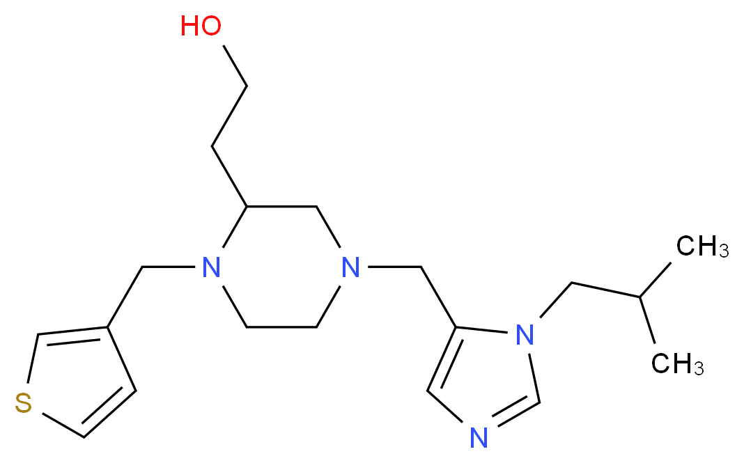 2-[4-[(1-isobutyl-1H-imidazol-5-yl)methyl]-1-(3-thienylmethyl)-2-piperazinyl]ethanol_分子结构_CAS_)