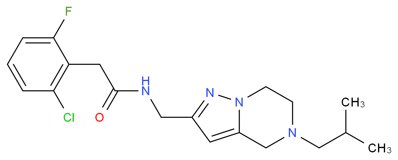 2-(2-chloro-6-fluorophenyl)-N-[(5-isobutyl-4,5,6,7-tetrahydropyrazolo[1,5-a]pyrazin-2-yl)methyl]acetamide_分子结构_CAS_)