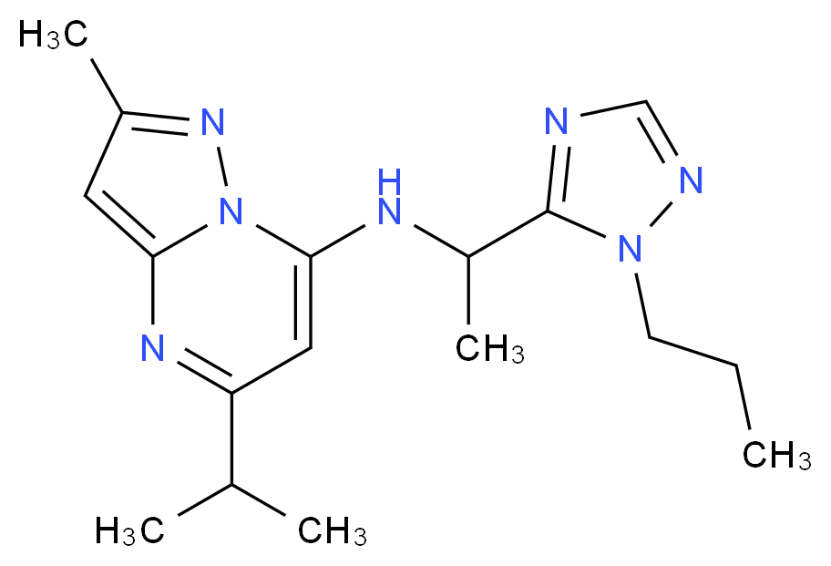 5-isopropyl-2-methyl-N-[1-(1-propyl-1H-1,2,4-triazol-5-yl)ethyl]pyrazolo[1,5-a]pyrimidin-7-amine_分子结构_CAS_)