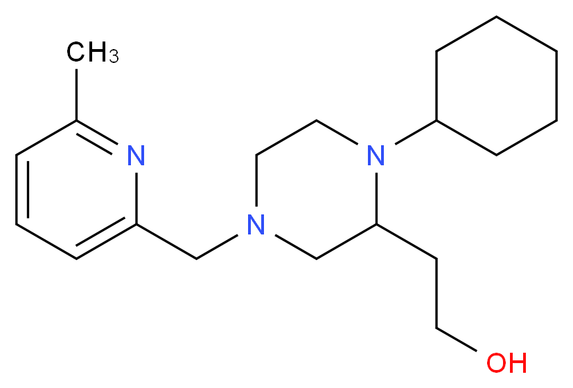 2-{1-cyclohexyl-4-[(6-methyl-2-pyridinyl)methyl]-2-piperazinyl}ethanol_分子结构_CAS_)