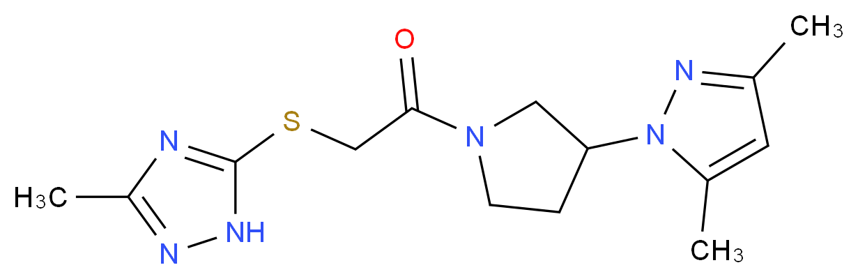 5-({2-[3-(3,5-dimethyl-1H-pyrazol-1-yl)-1-pyrrolidinyl]-2-oxoethyl}thio)-3-methyl-1H-1,2,4-triazole_分子结构_CAS_)