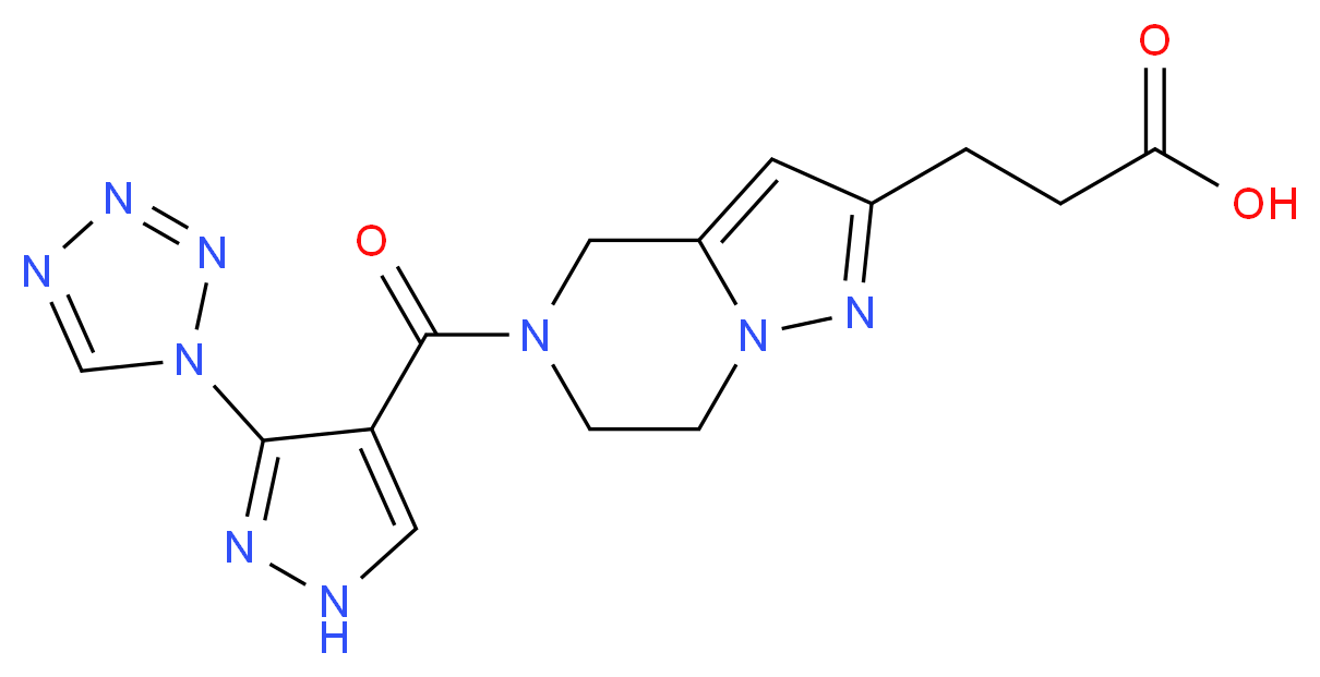 3-(5-{[3-(1H-tetrazol-1-yl)-1H-pyrazol-4-yl]carbonyl}-4,5,6,7-tetrahydropyrazolo[1,5-a]pyrazin-2-yl)propanoic acid_分子结构_CAS_)