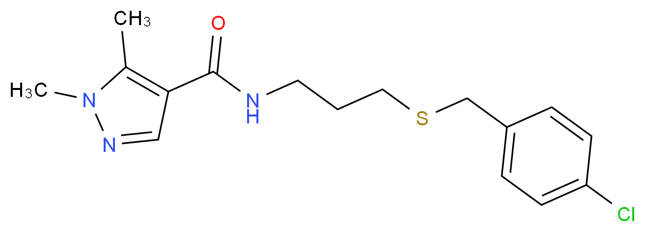 N-{3-[(4-chlorobenzyl)thio]propyl}-1,5-dimethyl-1H-pyrazole-4-carboxamide_分子结构_CAS_)