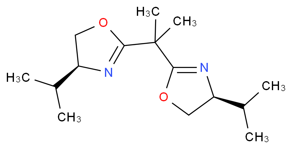 (4S)-4-(propan-2-yl)-2-{2-[(4S)-4-(propan-2-yl)-4,5-dihydro-1,3-oxazol-2-yl]propan-2-yl}-4,5-dihydro-1,3-oxazole_分子结构_CAS_131833-92-6