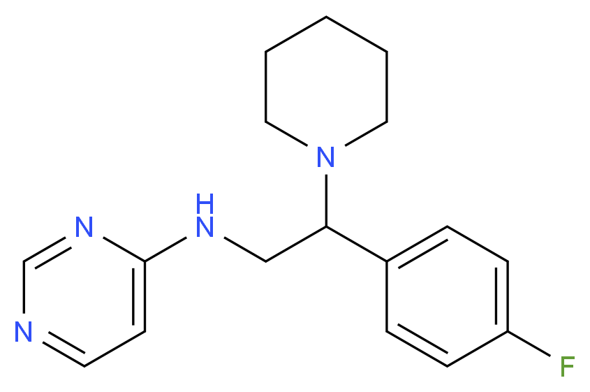 N-[2-(4-fluorophenyl)-2-piperidin-1-ylethyl]pyrimidin-4-amine_分子结构_CAS_)