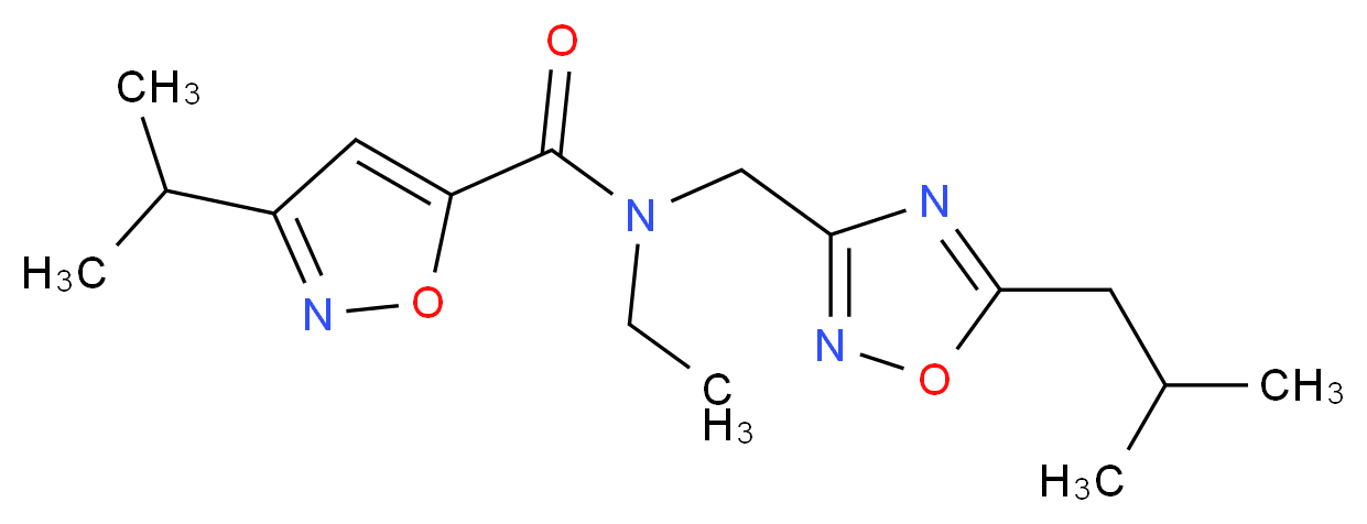 N-ethyl-N-[(5-isobutyl-1,2,4-oxadiazol-3-yl)methyl]-3-isopropylisoxazole-5-carboxamide_分子结构_CAS_)