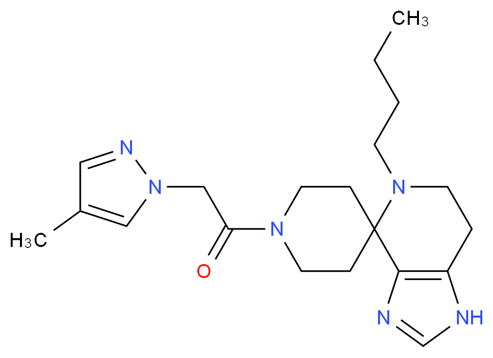 5-butyl-1'-[(4-methyl-1H-pyrazol-1-yl)acetyl]-1,5,6,7-tetrahydrospiro[imidazo[4,5-c]pyridine-4,4'-piperidine]_分子结构_CAS_)