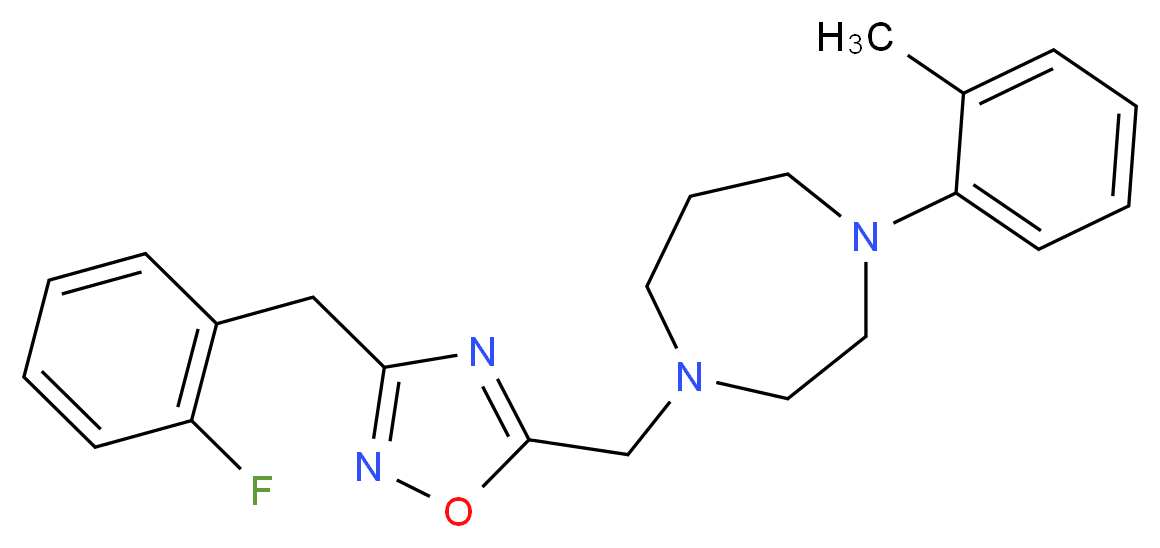 1-{[3-(2-fluorobenzyl)-1,2,4-oxadiazol-5-yl]methyl}-4-(2-methylphenyl)-1,4-diazepane_分子结构_CAS_)
