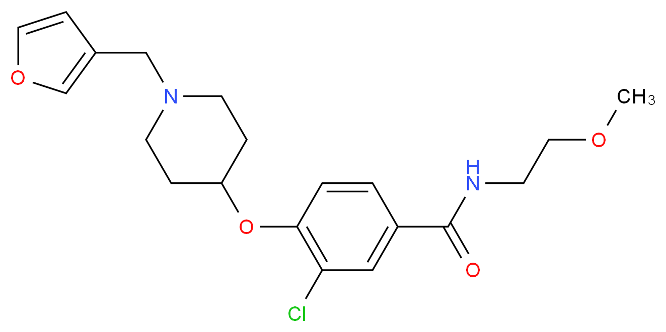 3-chloro-4-{[1-(3-furylmethyl)-4-piperidinyl]oxy}-N-(2-methoxyethyl)benzamide_分子结构_CAS_)