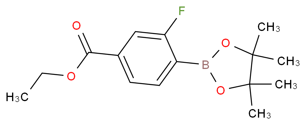 Ethyl 3-fluoro-4-(4,4,5,5-tetramethyl-1,3,2-dioxaborolan-2-yl)benzoate_分子结构_CAS_851334-92-4)
