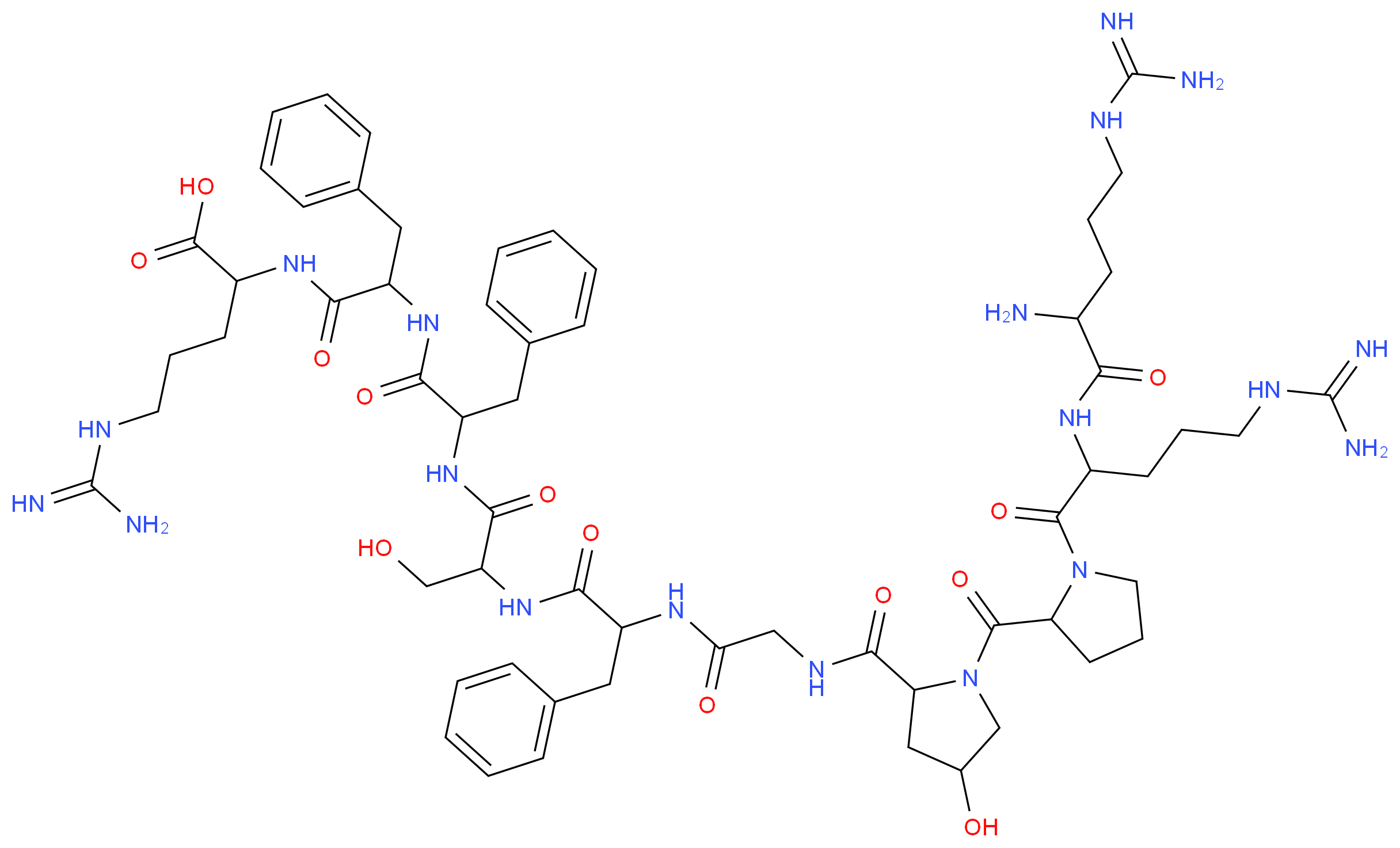 2-(2-{2-[2-(2-{2-[(1-{1-[2-(2-amino-5-carbamimidamidopentanamido)-5-carbamimidamidopentanoyl]pyrrolidine-2-carbonyl}-4-hydroxypyrrolidin-2-yl)formamido]acetamido}-3-phenylpropanamido)-3-hydroxypropanamido]-3-phenylpropanamido}-3-phenylpropanamido)-5-carbamimidamidopentanoic acid_分子结构_CAS_109333-26-8