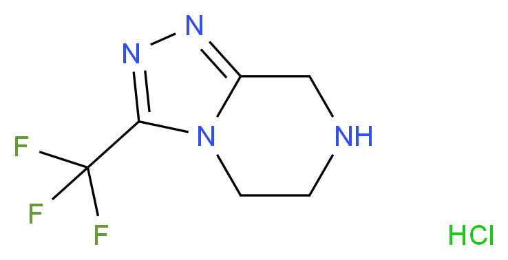 3-Trifluoromethyl-5,6,7,8-tetrahydro-1,2,4-triazolo-[4,3-a]pyrazine hydrochloride_分子结构_CAS_762240-92-6)