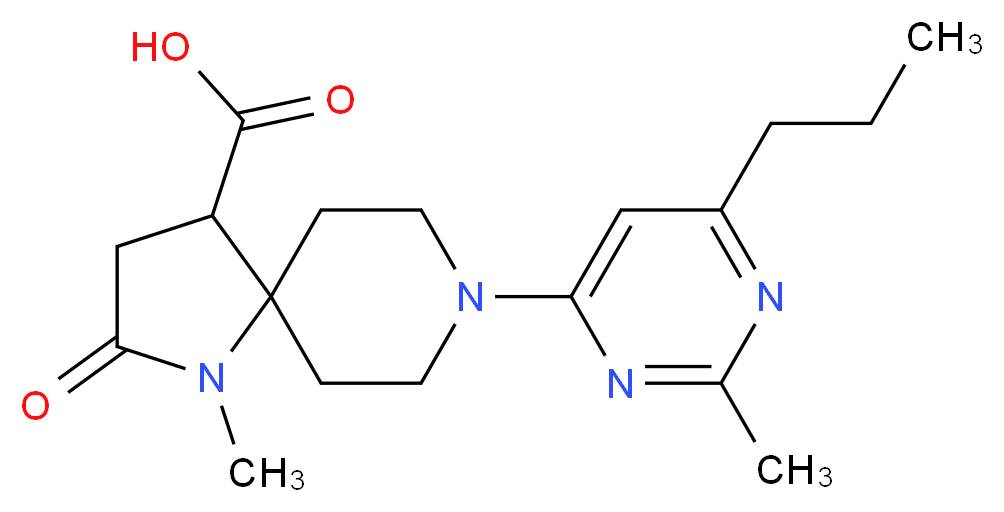 1-methyl-8-(2-methyl-6-propylpyrimidin-4-yl)-2-oxo-1,8-diazaspiro[4.5]decane-4-carboxylic acid_分子结构_CAS_)