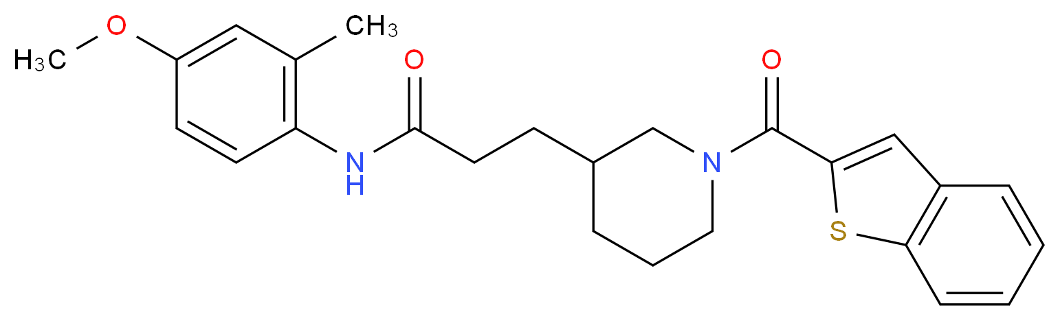 3-[1-(1-benzothien-2-ylcarbonyl)-3-piperidinyl]-N-(4-methoxy-2-methylphenyl)propanamide_分子结构_CAS_)