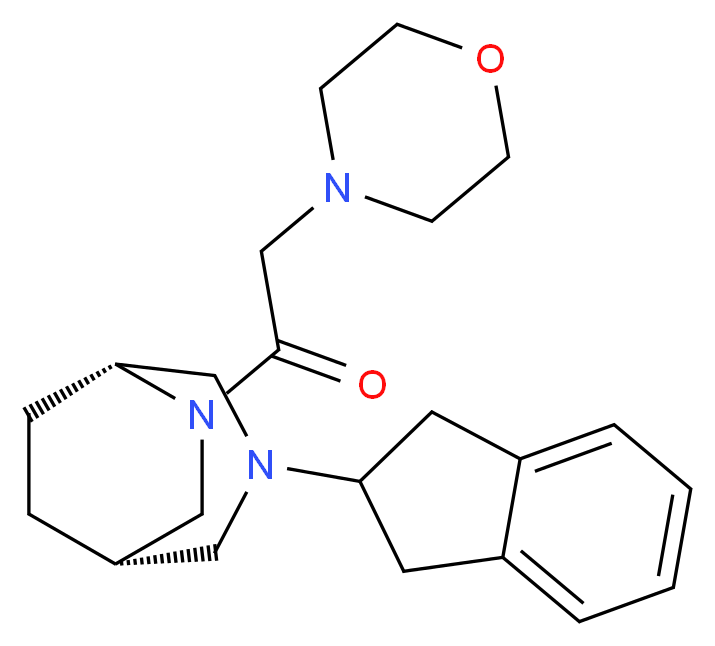 (1S*,5R*)-3-(2,3-dihydro-1H-inden-2-yl)-6-(4-morpholinylacetyl)-3,6-diazabicyclo[3.2.2]nonane_分子结构_CAS_)