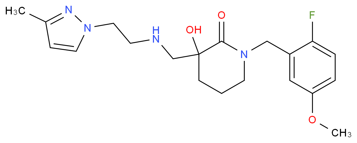 1-(2-fluoro-5-methoxybenzyl)-3-hydroxy-3-({[2-(3-methyl-1H-pyrazol-1-yl)ethyl]amino}methyl)piperidin-2-one_分子结构_CAS_)