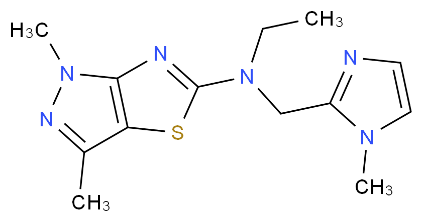 N-ethyl-1,3-dimethyl-N-[(1-methyl-1H-imidazol-2-yl)methyl]-1H-pyrazolo[3,4-d][1,3]thiazol-5-amine_分子结构_CAS_)