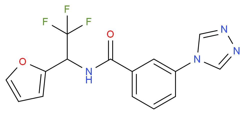 3-(4H-1,2,4-triazol-4-yl)-N-[2,2,2-trifluoro-1-(2-furyl)ethyl]benzamide_分子结构_CAS_)