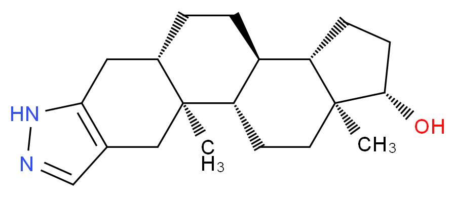 (1S,2S,10S,13R,14S,17S,18S)-2,18-dimethyl-6,7-diazapentacyclo[11.7.0.0<sup>2</sup>,<sup>1</sup><sup>0</sup>.0<sup>4</sup>,<sup>8</sup>.0<sup>1</sup><sup>4</sup>,<sup>1</sup><sup>8</sup>]icosa-4(8),5-dien-17-ol_分子结构_CAS_28032-00-0