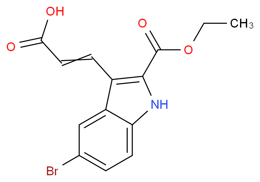 ETHYL 5-BROMO-3-(2-CARBOXY-VINYL)-1H-INDOLE-2-CARBOXYLATE_分子结构_CAS_885273-61-0)