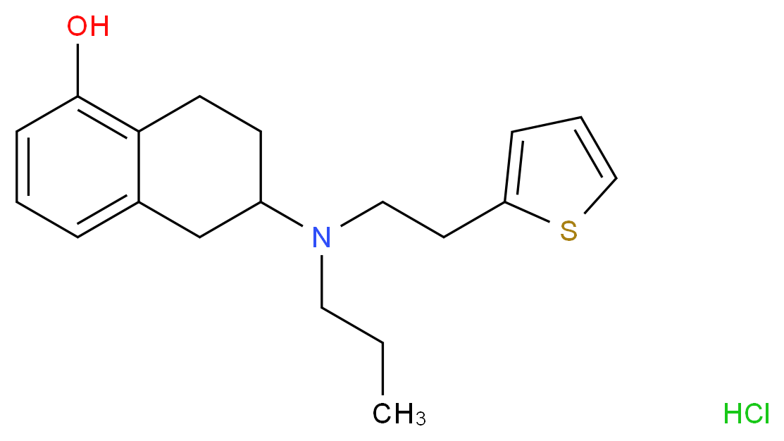 6-{propyl[2-(thiophen-2-yl)ethyl]amino}-5,6,7,8-tetrahydronaphthalen-1-ol hydrochloride_分子结构_CAS_102120-99-0