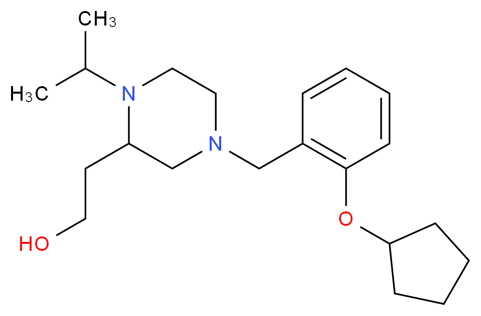 2-{4-[2-(cyclopentyloxy)benzyl]-1-isopropyl-2-piperazinyl}ethanol_分子结构_CAS_)