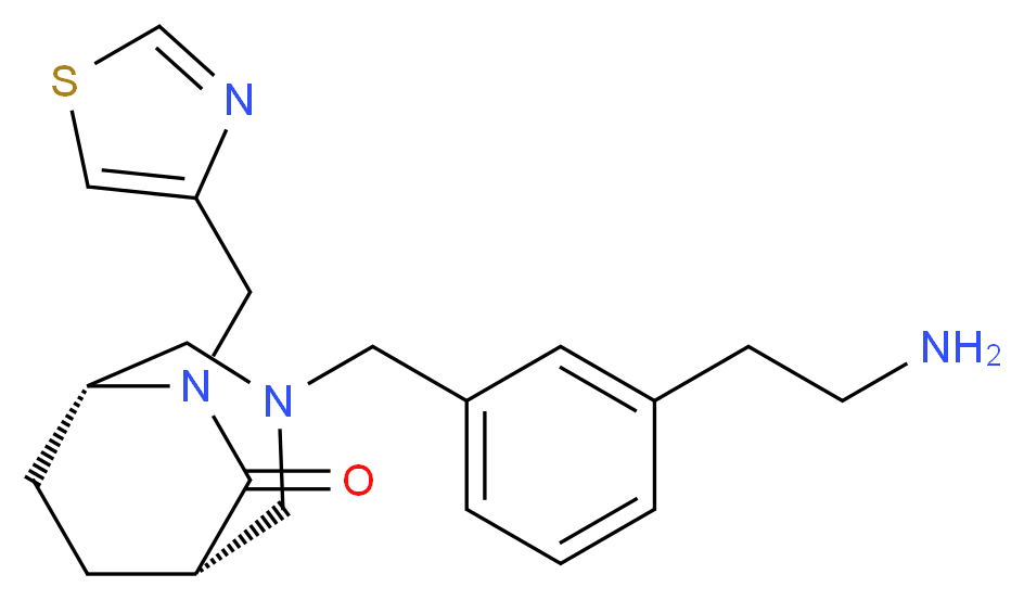 (1S*,5R*)-3-[3-(2-aminoethyl)benzyl]-6-(1,3-thiazol-4-ylmethyl)-3,6-diazabicyclo[3.2.2]nonan-7-one_分子结构_CAS_)