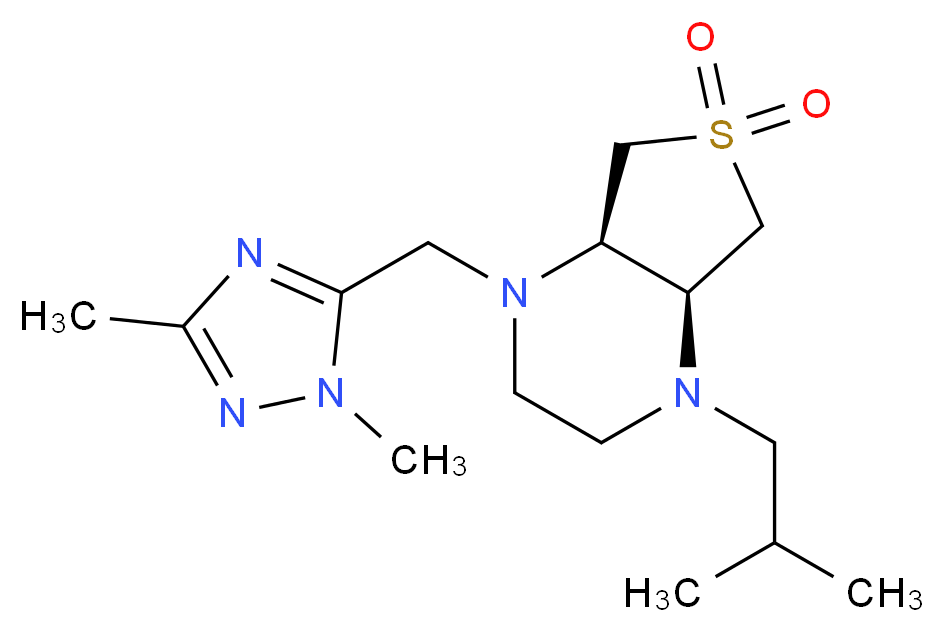 (4aS*,7aR*)-1-[(1,3-dimethyl-1H-1,2,4-triazol-5-yl)methyl]-4-isobutyloctahydrothieno[3,4-b]pyrazine 6,6-dioxide_分子结构_CAS_)