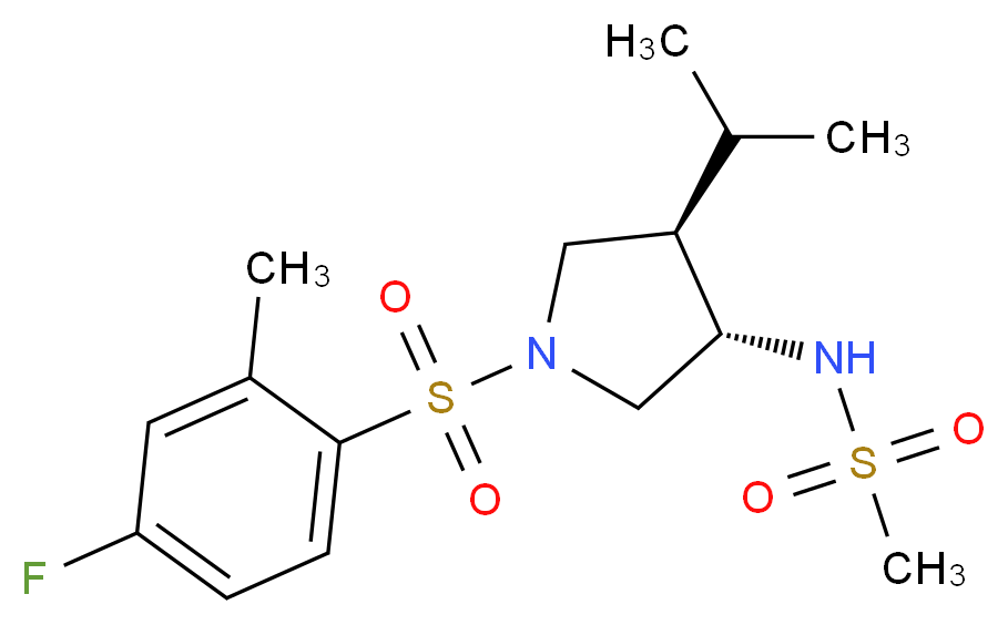 N-{(3S*,4R*)-1-[(4-fluoro-2-methylphenyl)sulfonyl]-4-isopropyl-3-pyrrolidinyl}methanesulfonamide_分子结构_CAS_)