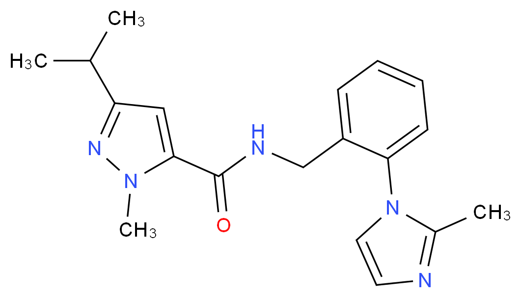 3-isopropyl-1-methyl-N-[2-(2-methyl-1H-imidazol-1-yl)benzyl]-1H-pyrazole-5-carboxamide_分子结构_CAS_)