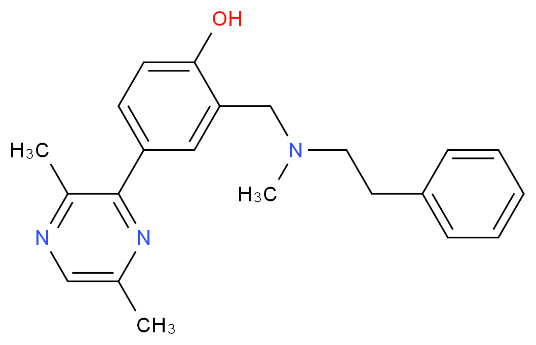 4-(3,6-dimethyl-2-pyrazinyl)-2-{[methyl(2-phenylethyl)amino]methyl}phenol_分子结构_CAS_)