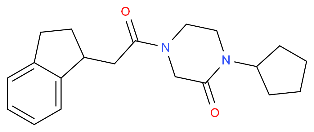 1-cyclopentyl-4-(2,3-dihydro-1H-inden-1-ylacetyl)-2-piperazinone_分子结构_CAS_)