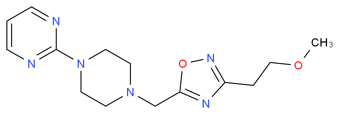 2-(4-{[3-(2-methoxyethyl)-1,2,4-oxadiazol-5-yl]methyl}-1-piperazinyl)pyrimidine_分子结构_CAS_)