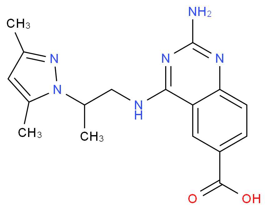 2-amino-4-{[2-(3,5-dimethyl-1H-pyrazol-1-yl)propyl]amino}quinazoline-6-carboxylic acid_分子结构_CAS_)