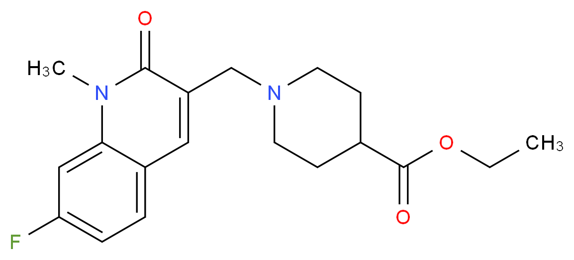 ethyl 1-[(7-fluoro-1-methyl-2-oxo-1,2-dihydro-3-quinolinyl)methyl]-4-piperidinecarboxylate_分子结构_CAS_)
