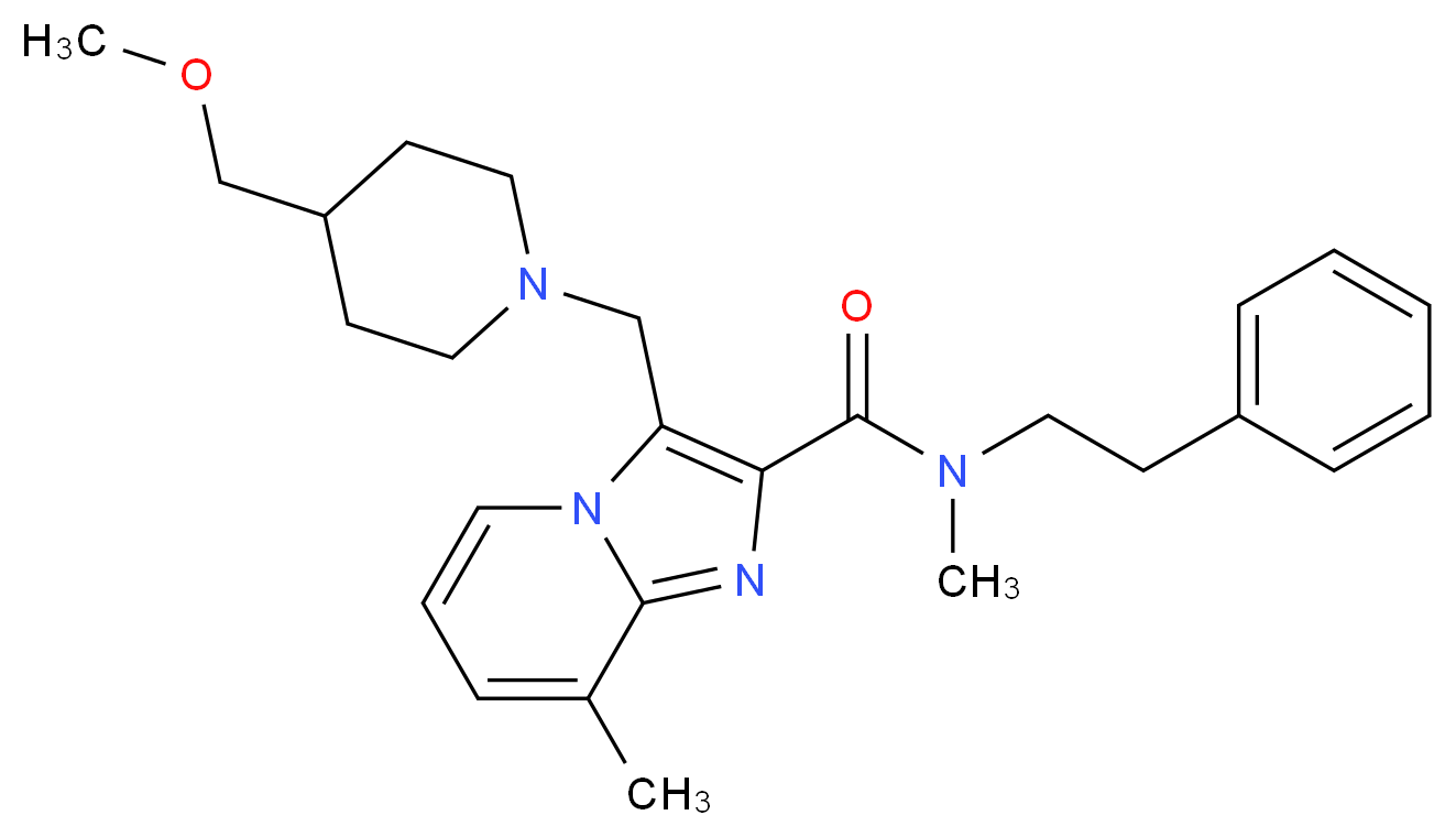 3-{[4-(methoxymethyl)-1-piperidinyl]methyl}-N,8-dimethyl-N-(2-phenylethyl)imidazo[1,2-a]pyridine-2-carboxamide_分子结构_CAS_)