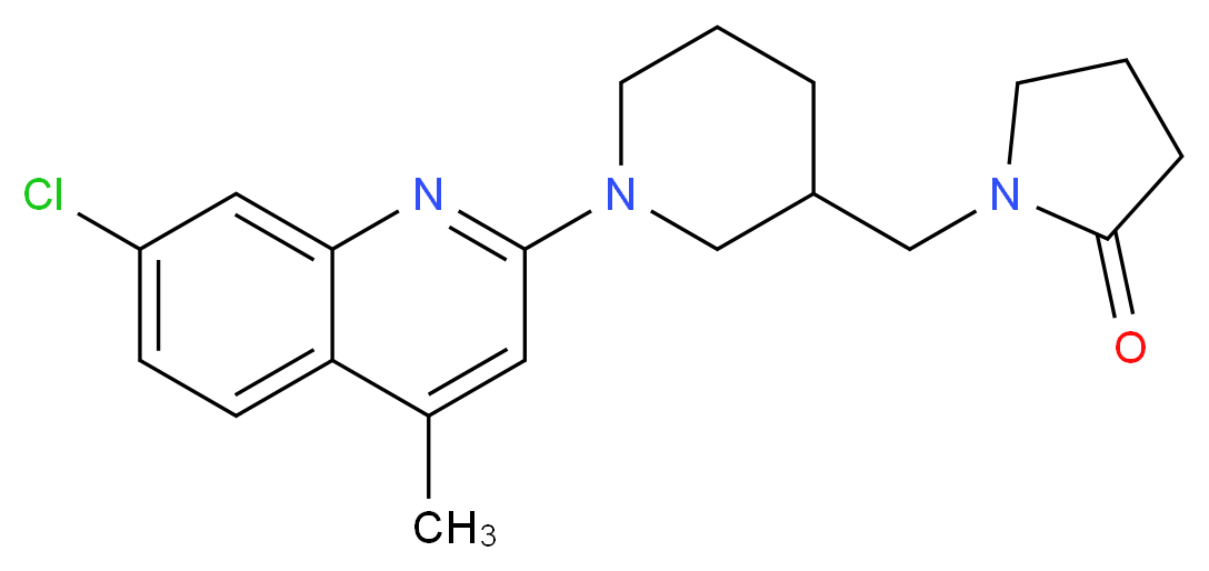 1-{[1-(7-chloro-4-methyl-2-quinolinyl)-3-piperidinyl]methyl}-2-pyrrolidinone_分子结构_CAS_)