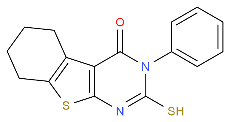 2-Mercapto-3-phenyl-5,6,7,8-tetrahydro-3H-benzo[4,5]thieno[2,3-d]pyrimidin-4-one_分子结构_CAS_42076-13-1)