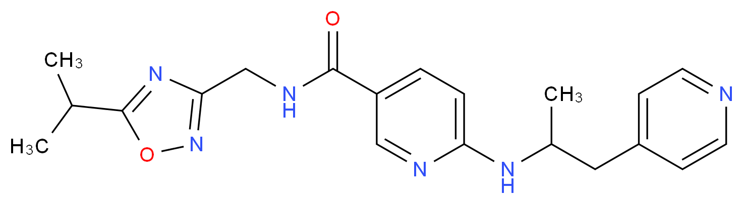 N-[(5-isopropyl-1,2,4-oxadiazol-3-yl)methyl]-6-[(1-methyl-2-pyridin-4-ylethyl)amino]nicotinamide_分子结构_CAS_)