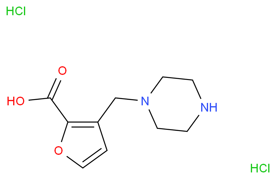 3-(piperazin-1-ylmethyl)furan-2-carboxylic acid dihydrochloride_分子结构_CAS_)