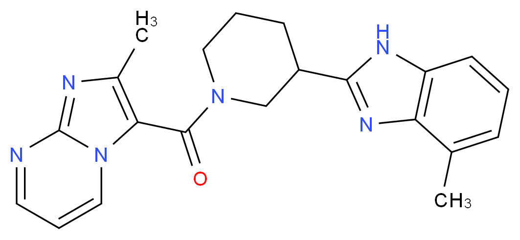 2-methyl-3-{[3-(4-methyl-1H-benzimidazol-2-yl)-1-piperidinyl]carbonyl}imidazo[1,2-a]pyrimidine_分子结构_CAS_)