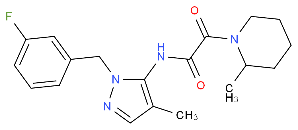 N-[1-(3-fluorobenzyl)-4-methyl-1H-pyrazol-5-yl]-2-(2-methylpiperidin-1-yl)-2-oxoacetamide_分子结构_CAS_)