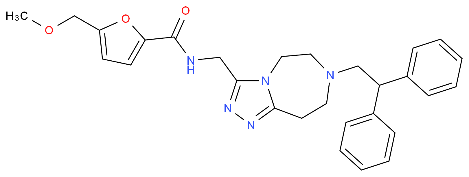 N-{[7-(2,2-diphenylethyl)-6,7,8,9-tetrahydro-5H-[1,2,4]triazolo[4,3-d][1,4]diazepin-3-yl]methyl}-5-(methoxymethyl)-2-furamide_分子结构_CAS_)