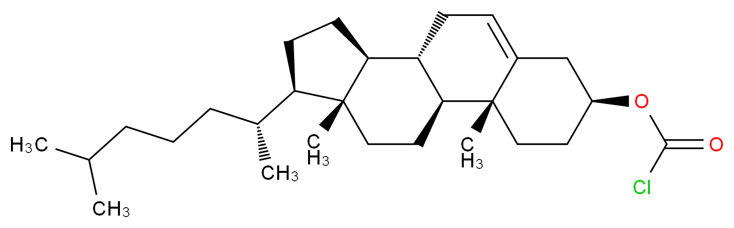 (1S,2R,5S,10S,11S,14R,15R)-2,15-dimethyl-14-[(2R)-6-methylheptan-2-yl]tetracyclo[8.7.0.0<sup>2</sup>,<sup>7</sup>.0<sup>1</sup><sup>1</sup>,<sup>1</sup><sup>5</sup>]heptadec-7-en-5-yl chloroformate_分子结构_CAS_7144-08-3